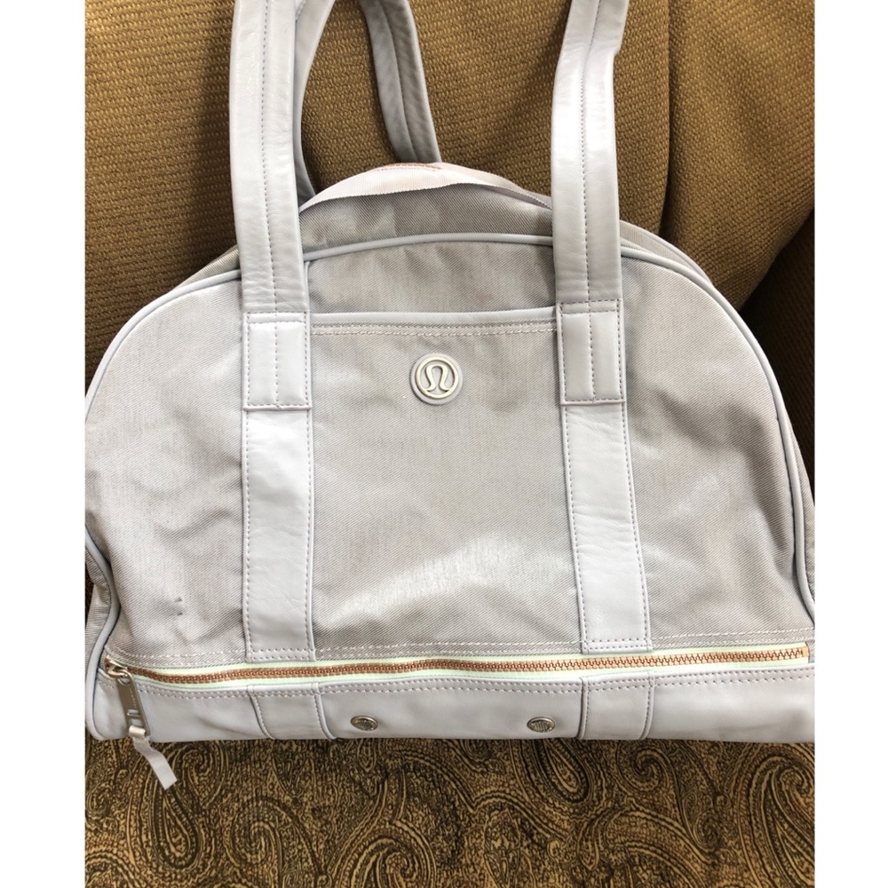 Light grey lululemon duffel bag